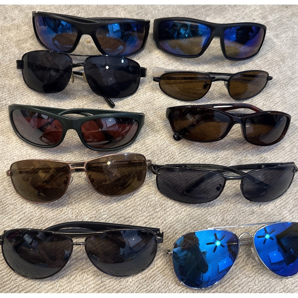 Lot of 10 Men's Designer Sunglasses /Fishing Wrap & Aviators,PerryEllis,Madden+